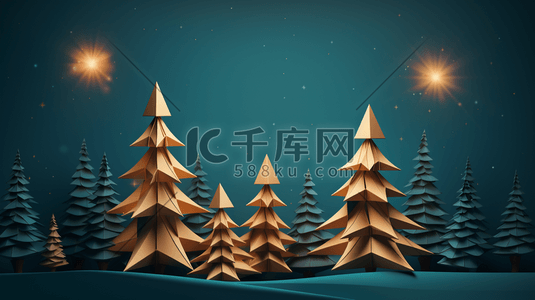 圣诞树圣诞老人雪插画图片_C4D雪地上的圣诞树插画6