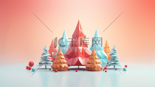 3D圣诞节的圣诞树插画8