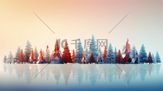 3D圣诞节的圣诞树插画9
