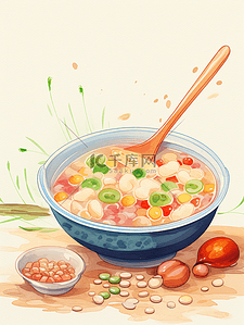 中餐实训室插画图片_彩色传统中餐美食插画28