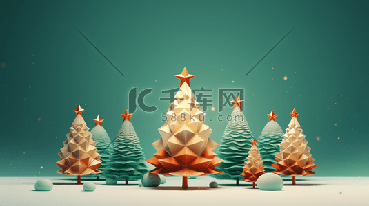 C4D彩色圣诞树插画2