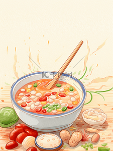 小年传统习俗插画图片_一碗美味的腊八粥插画4