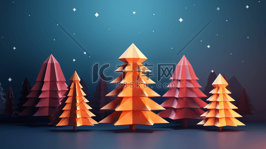 3D圣诞节的圣诞树插画3