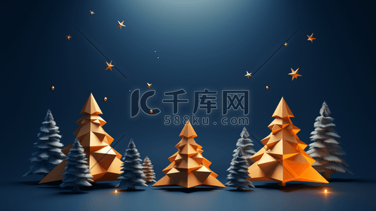 3D圣诞节的圣诞树插画1