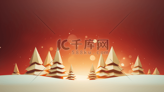 C4D彩色圣诞树插画4