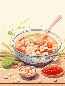 一碗腊八粥插画图片_一碗美味的腊八粥插画5