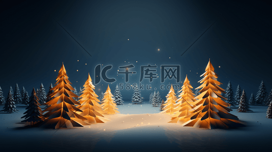 C4D雪地上的圣诞树插画10
