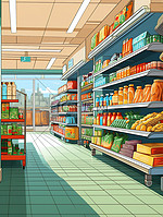超市货架购物扁平风插画7