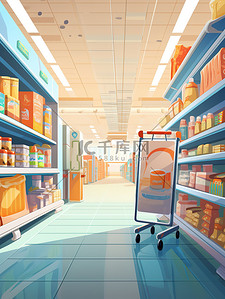 超市货架购物扁平风插画15