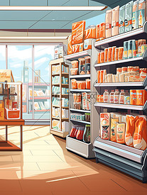 超市货架购物扁平风插画4