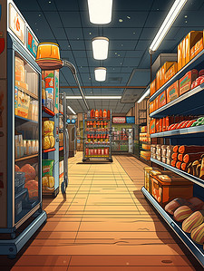 超市货架购物扁平风插画9
