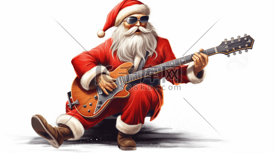 弹吉他的圣诞老人