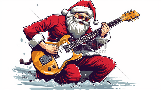 弹吉他的圣诞老人