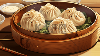 灌汤包插画图片素材_中式传统灌汤包插画6