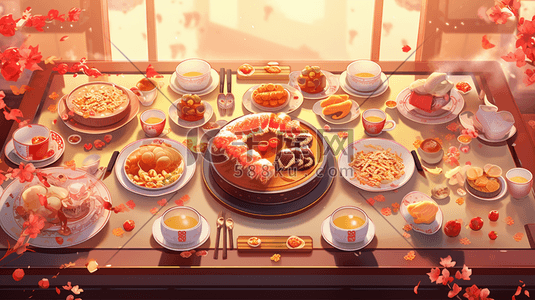 中式传统美味佳肴食物插画34