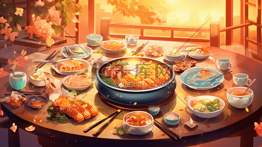 美味佳肴插画图片_中式传统美味佳肴食物插画28