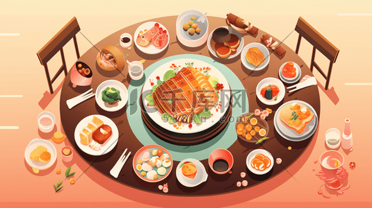 中式传统美味佳肴食物插画25