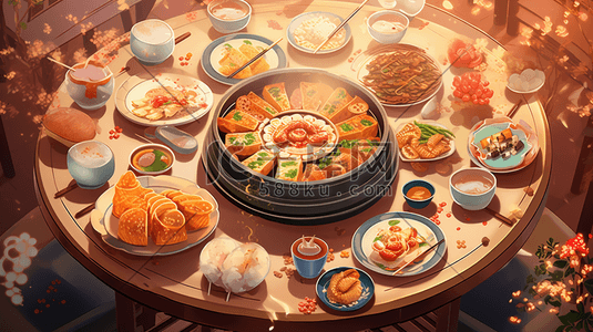 美味佳肴插画图片_中式传统美味佳肴食物插画20