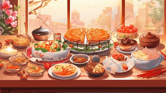 美味佳肴插画图片_中式传统美味佳肴食物插画40