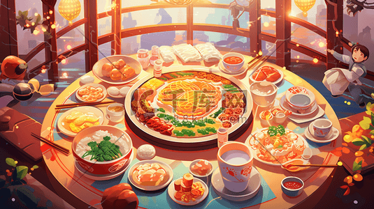 美味佳肴插画图片_中式传统美味佳肴食物插画32