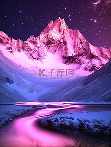 闪烁插画图片_星光闪烁雪山风景6