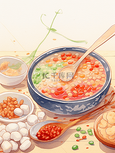中国传统八宝粥美食插画16