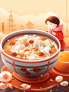 中国传统八宝粥美食插画13