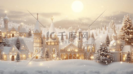 3D立体冬季雪景街景插画13