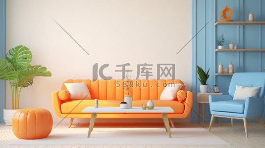 明亮的橙色客厅家居装饰5