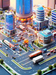 vi系统插画图片_城市智能交通系统等距微型19