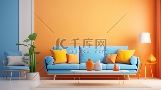 明亮的橙色客厅家居装饰10