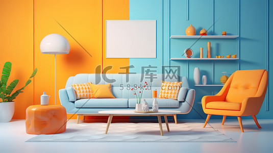 明亮的橙色客厅家居装饰8