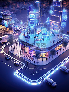 线上系统插画图片_城市智能交通系统等距微型1