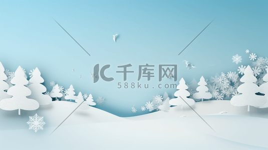 背景几何插画图片_冰天雪地田野唯美背景6