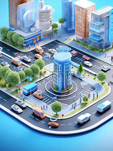 vi系统导视系统插画图片_城市智能交通系统等距微型9