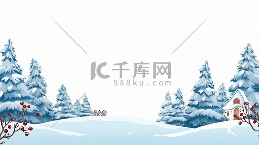 圣诞遇上元旦插画图片_冬季森林雪地上的雪人圣诞节插画10