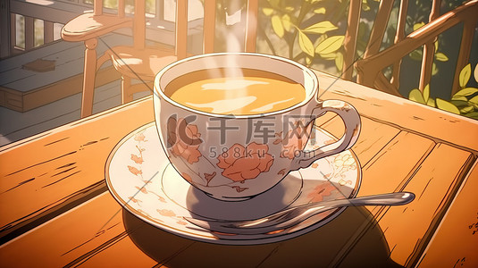 秋冬吊旗插画图片_秋冬温暖的一杯咖啡7