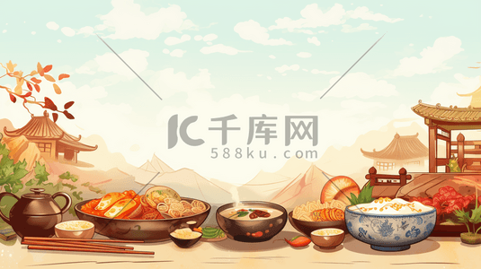 中国风各种各样美食插画3
