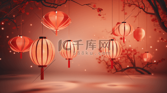 3D立体传统中国风灯笼装饰插画24
