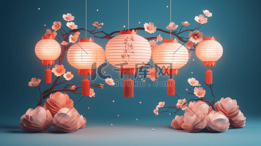 如意灯笼插画图片_3D立体传统中国风灯笼装饰插画118