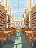 大学图书馆书桌书架12