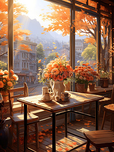 秋天温暖的咖啡店17
