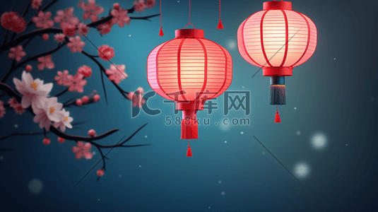 如意灯笼插画图片_3D立体传统中国风灯笼装饰插画14