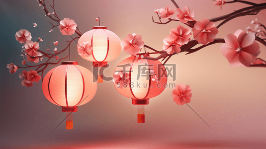 传统花卉插画图片_中国风灯笼花卉插画23
