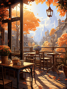 秋天温暖的咖啡店19