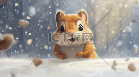雪地里可爱动物插画25