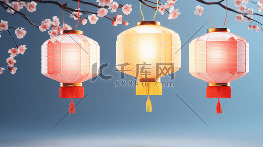 如意灯笼插画图片_3D立体传统中国风灯笼装饰插画31