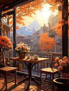 秋天温暖的咖啡店9