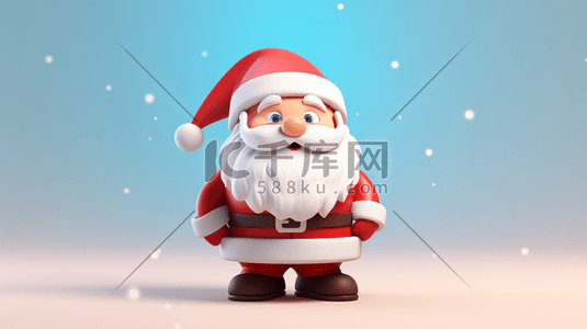 双12c4d插画图片_3D立体圣诞节圣诞老人插画12