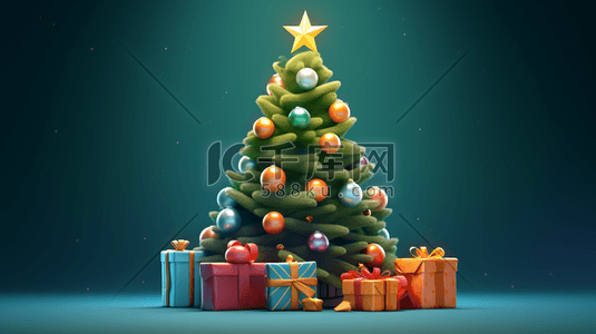 绿色圣诞树可爱插画13